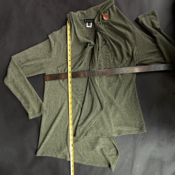 BOBEAU Long Sleeve Asymmetric Fly Away Lagenlook Poncho Green M - Picture 7 of 7